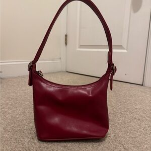 Sleek Burgundy Shoulder Bag - Women's Handbag